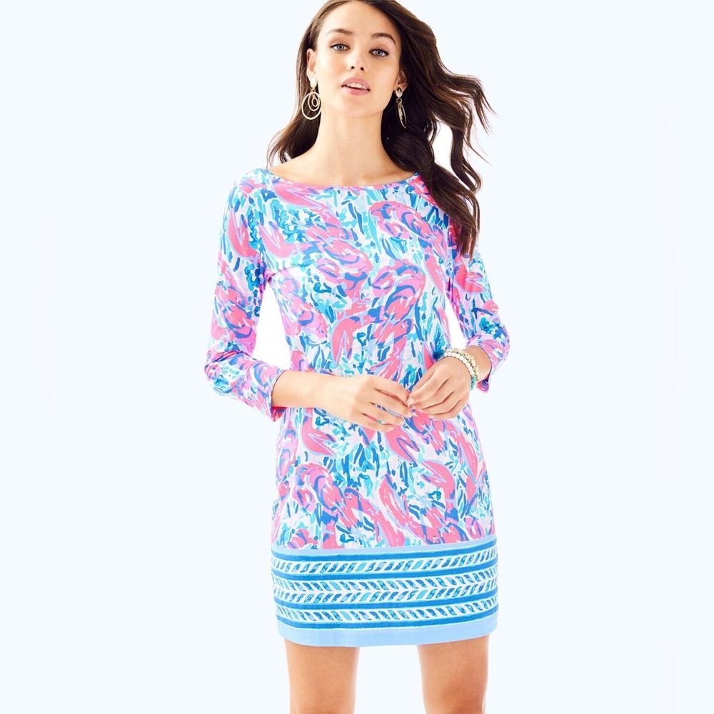 Lilly Pulitzer MARLOWE BOATNECK T SHIRT DRESS Cosmic Coral Cracked Up